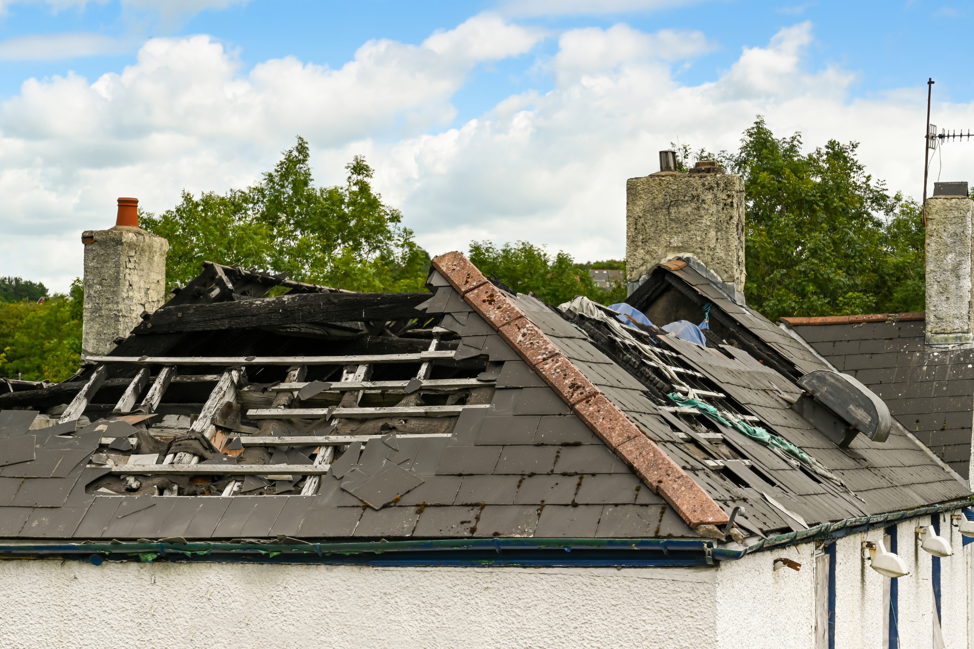 Fire Damage to Roof Shingles
