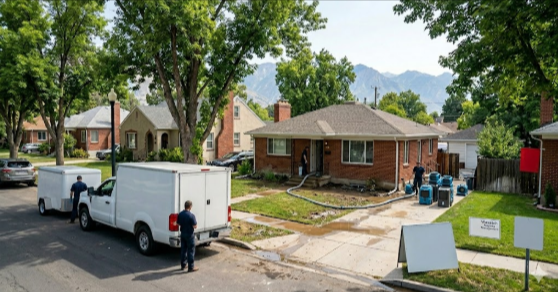 Emergency water damage restoration Salt Lake City service by Utah Flood Guys after residential flood