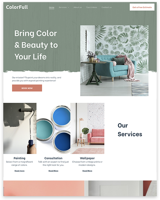 Template premium, Peintre en bâtiment, QuickSite Studio, création et référencement de site web
