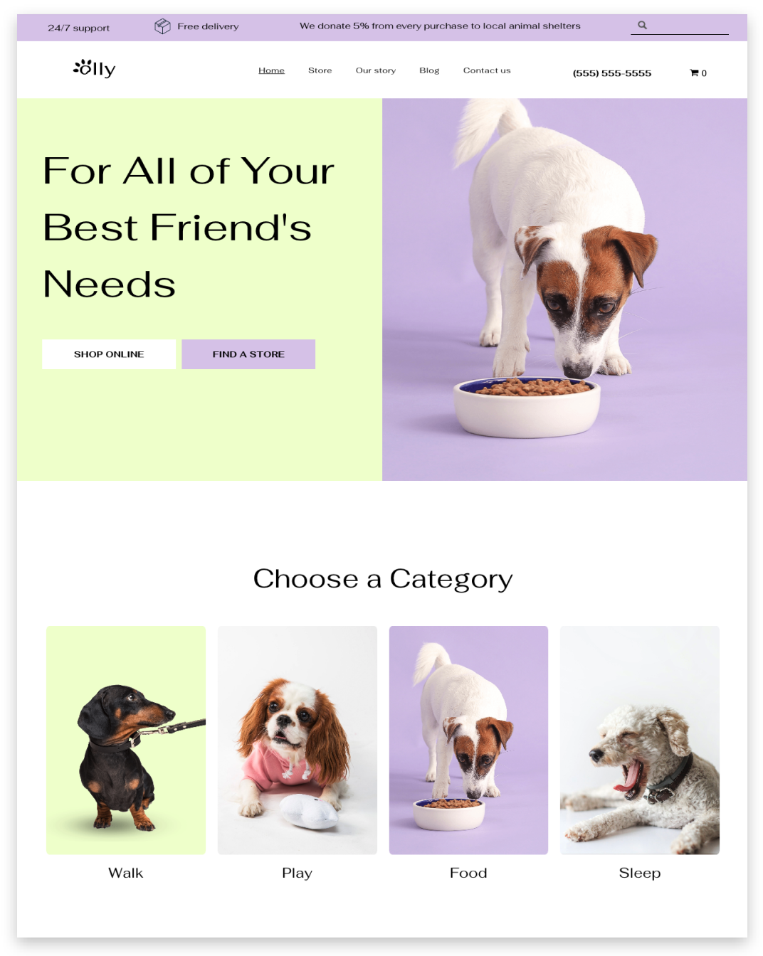 Template premium, Boutique pour chiens, QuickSite Studio, création et référencement de site web