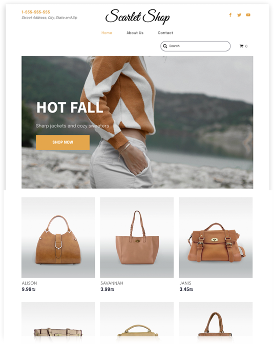 Template premium, Boutique de sacs, QuickSite Studio, création et référencement de site web