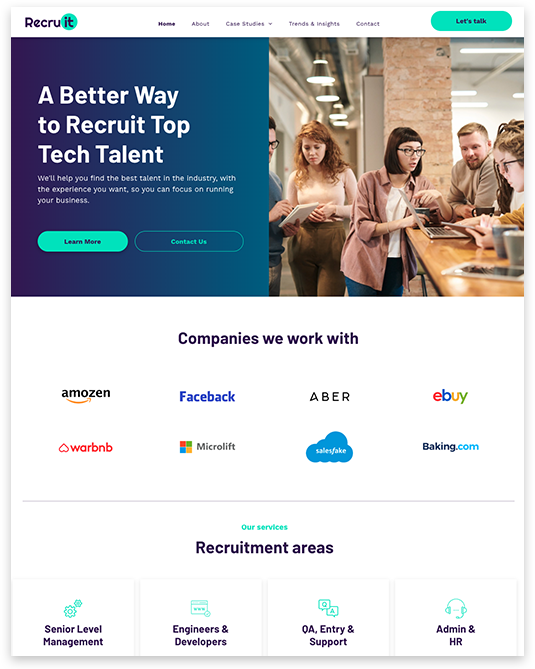 Template premium, Agence de recrutement, QuickSite Studio, création et référencement de site web