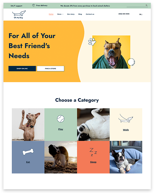 Template premium, Animalerie, QuickSite Studio, création et référencement de site web