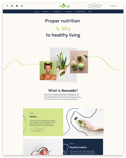 Template premium, Coach en nutrition, QuickSite Studio, création et référencement de site web