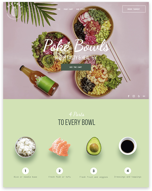 Template premium, Restaurant Poke
, QuickSite Studio, création et référencement de site web