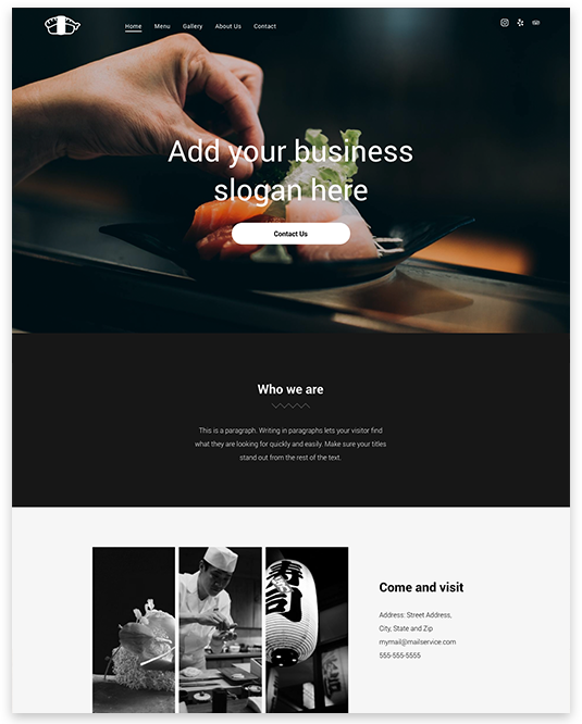 Template premium, Restaurant de sushis, QuickSite Studio, création et référencement de site web