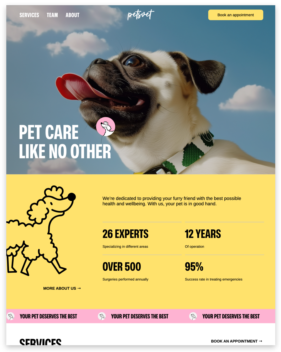 Template premium, Clinique vétérinaire, QuickSite Studio, création et référencement de site web