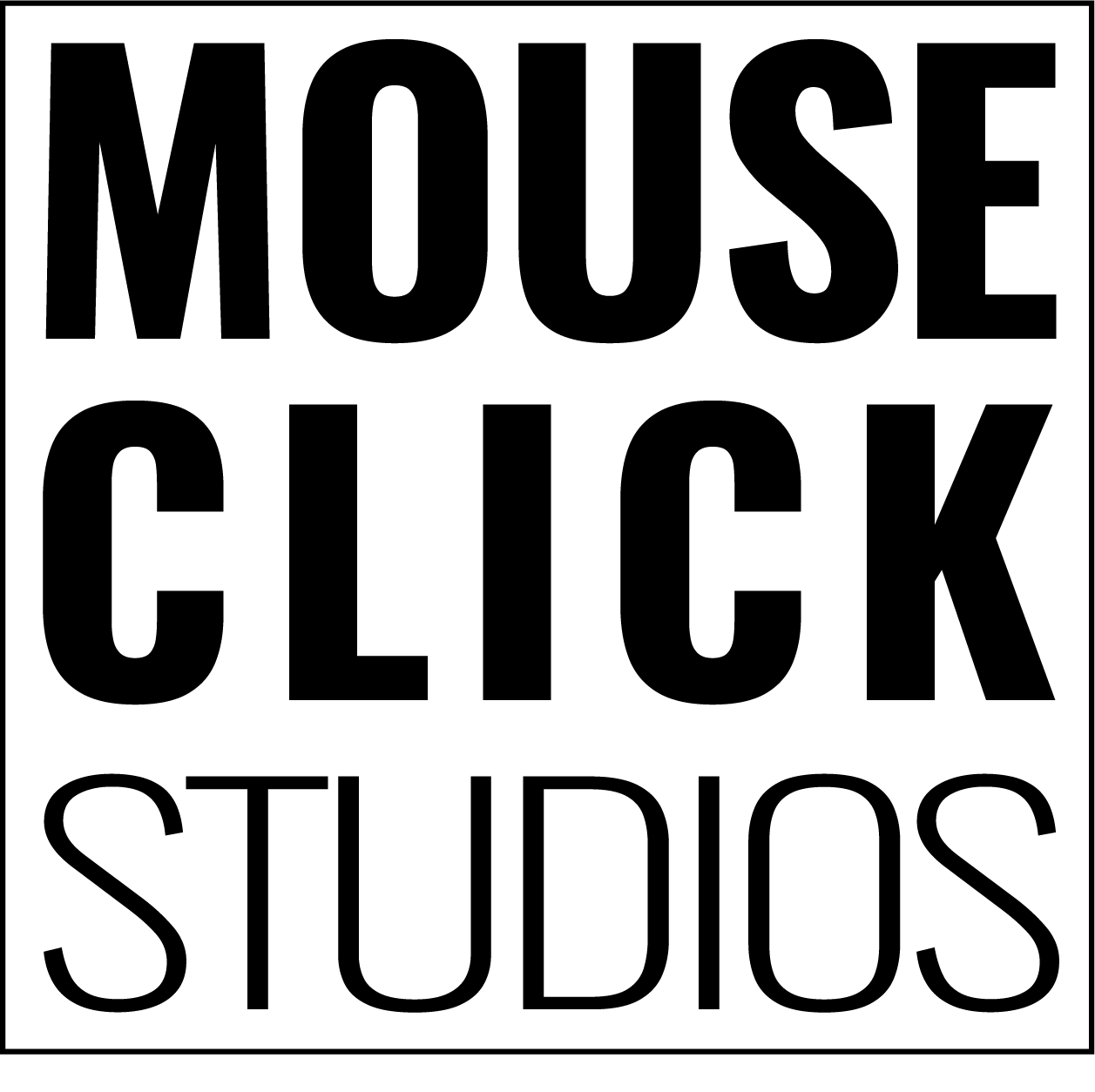 The logo for mouse click studios is black and white.