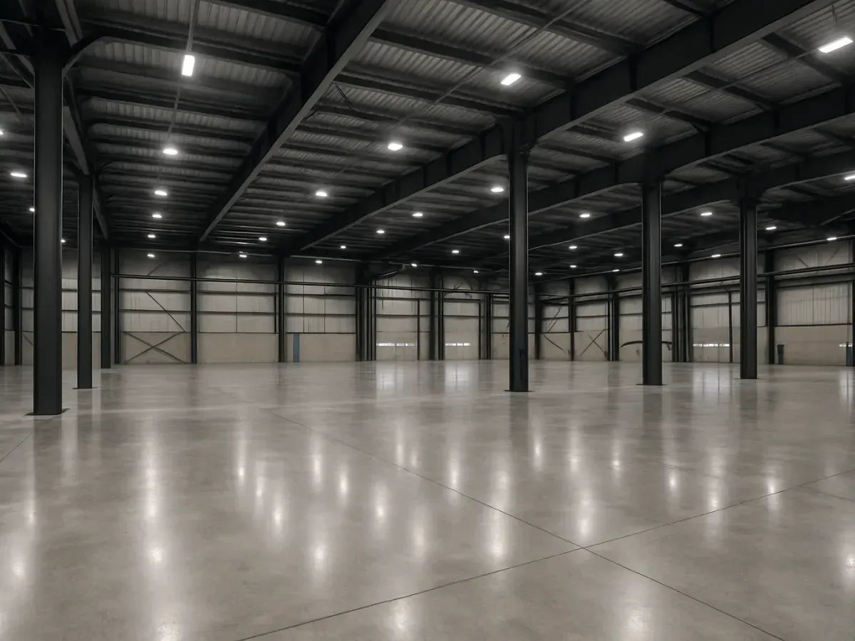 Betonvloer in een magazijn