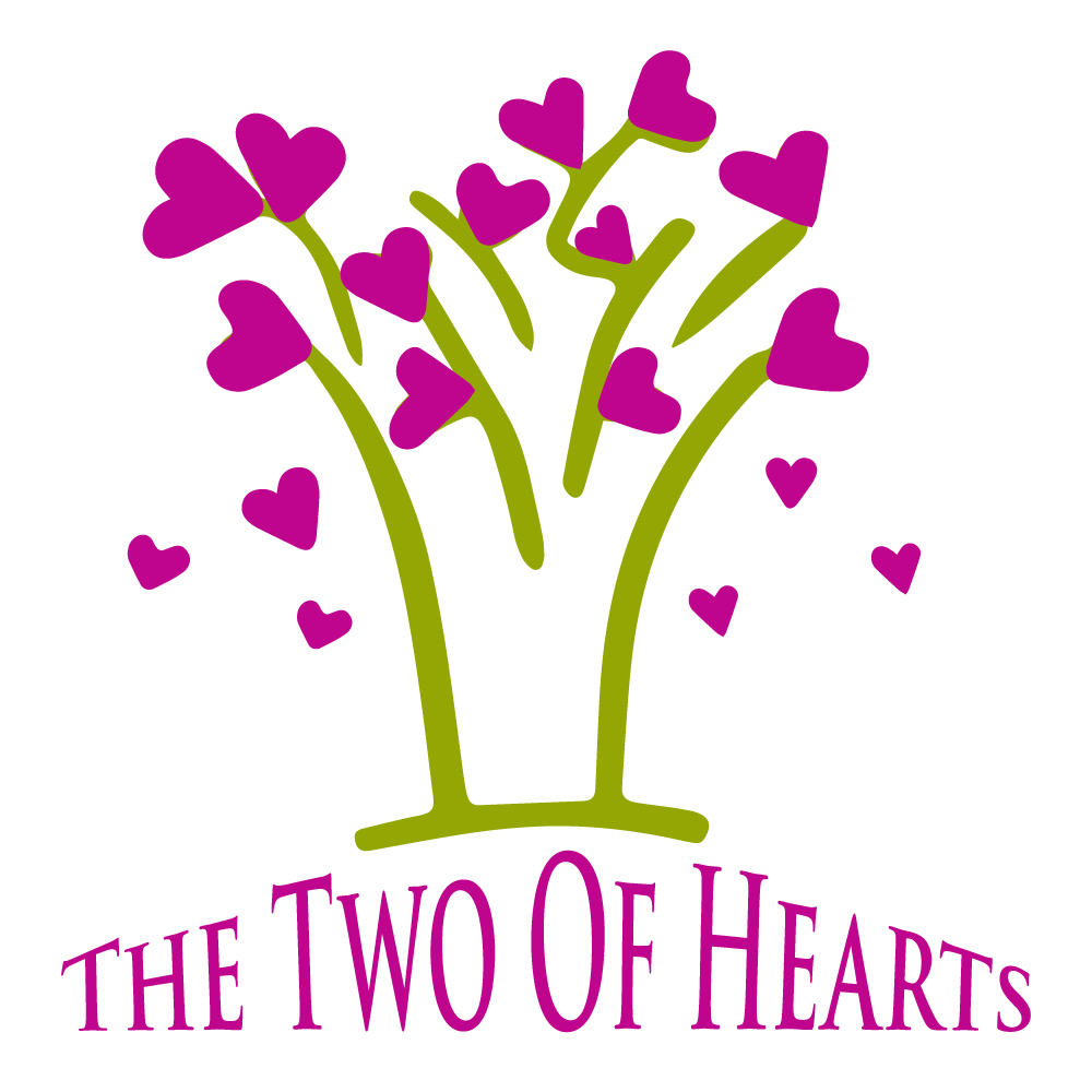 a logo for the two of hearts shows a tree with hearts growing out of it
