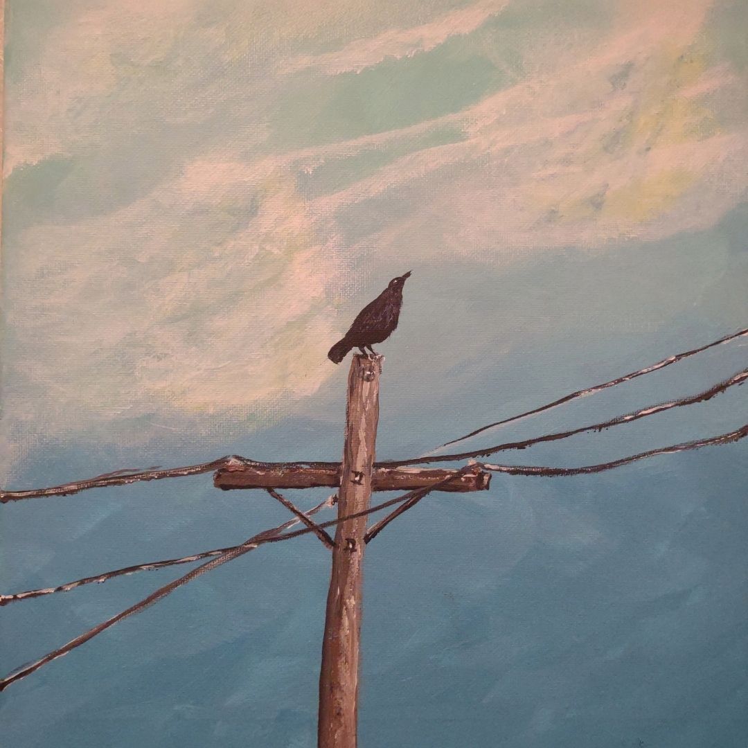 'Looking Up', original work by Amy Warrick, acrylic on canvas 2025 All Rights Reserved.