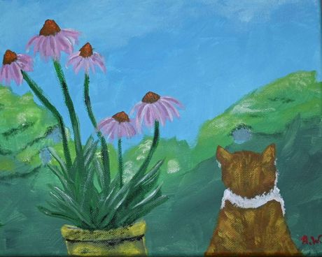 Mr. Pumpkin's Thoughts, by Amy Warrick, acrylic on canvas, All Rights Reserved 2025