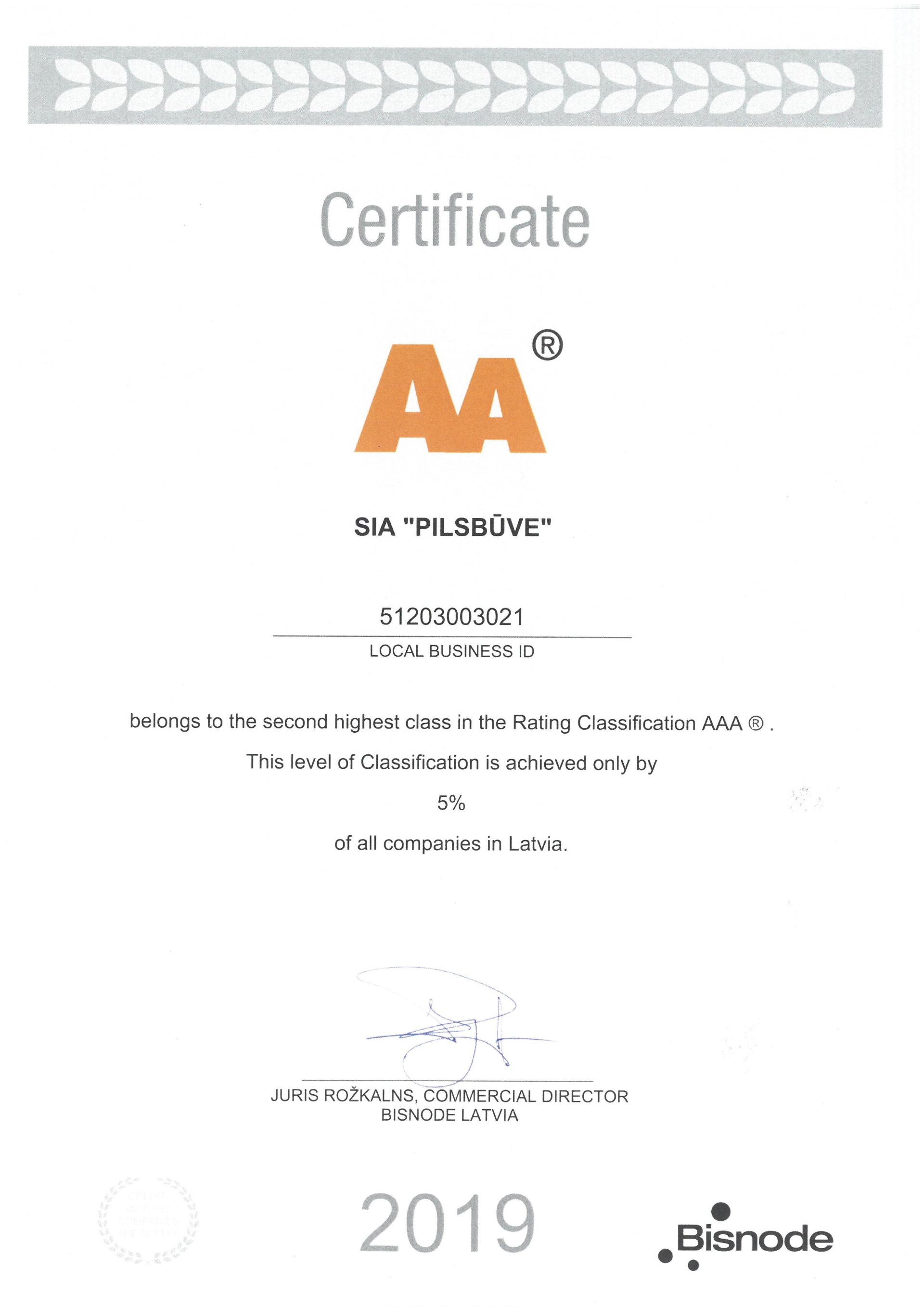 AA certificate