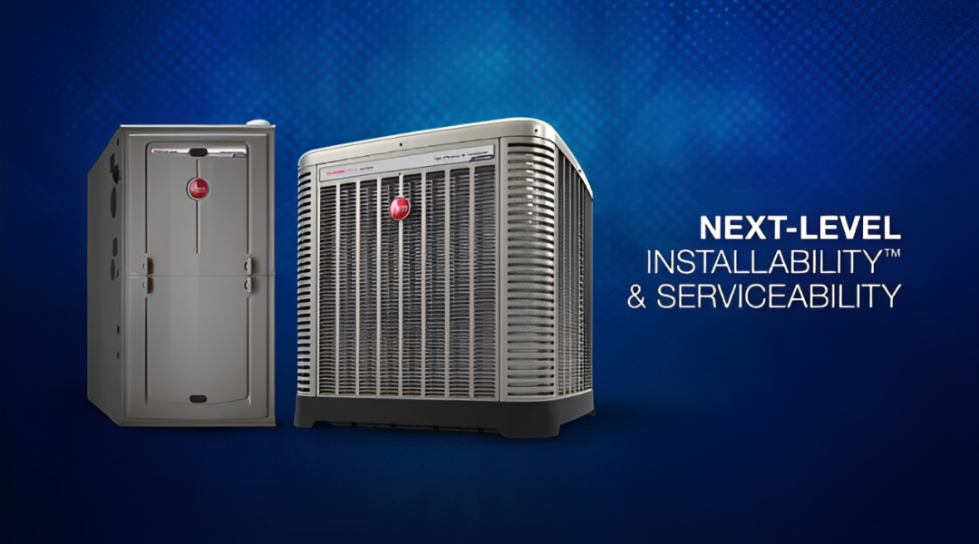 Two air conditioners are sitting next to each other on a blue background.