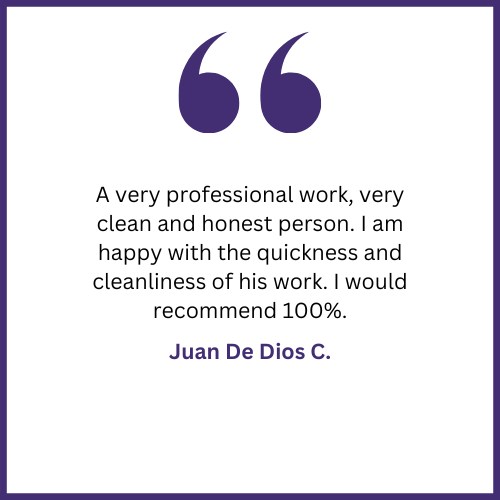 A very professional work , very clean and honest person . i am happy with the quickness and cleanliness of his work.