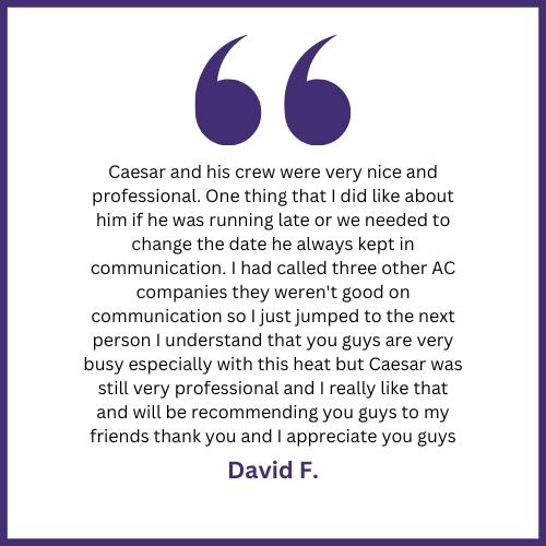 A quote from david f. says caesar and his crew were very nice and professional.