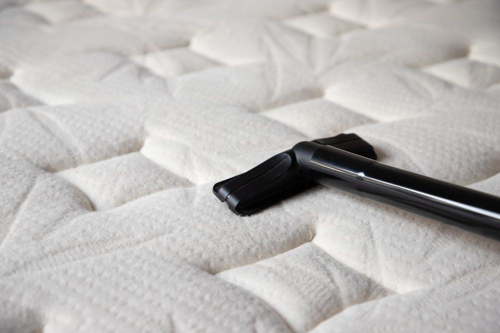 Vacuum Cleaner Nozzle Cleaning a White Quilted Mattress — Totally Green Cleaning Solutions in Gungahlin, ACT