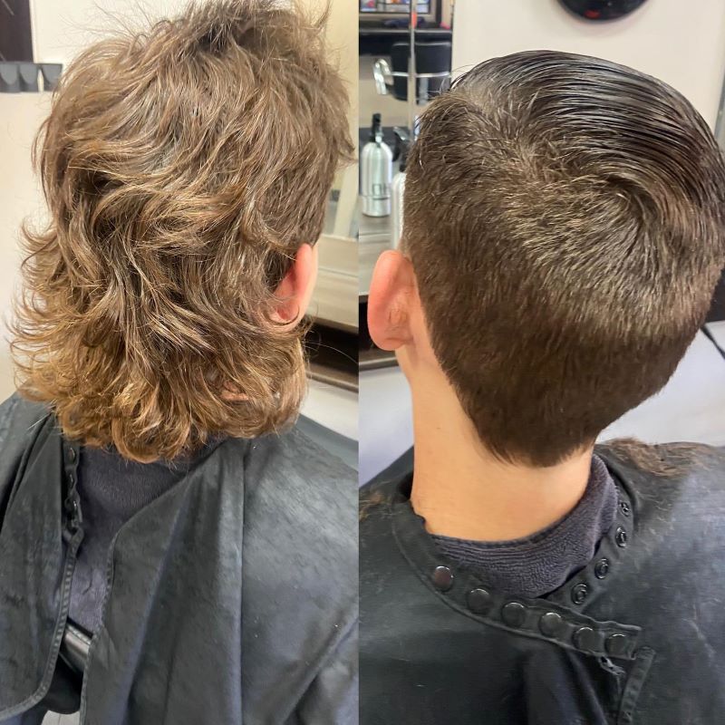 A Before and After Picture of A Man Getting His Hair Cut — Fraser Shores Hair Design in Urraween, QLD
