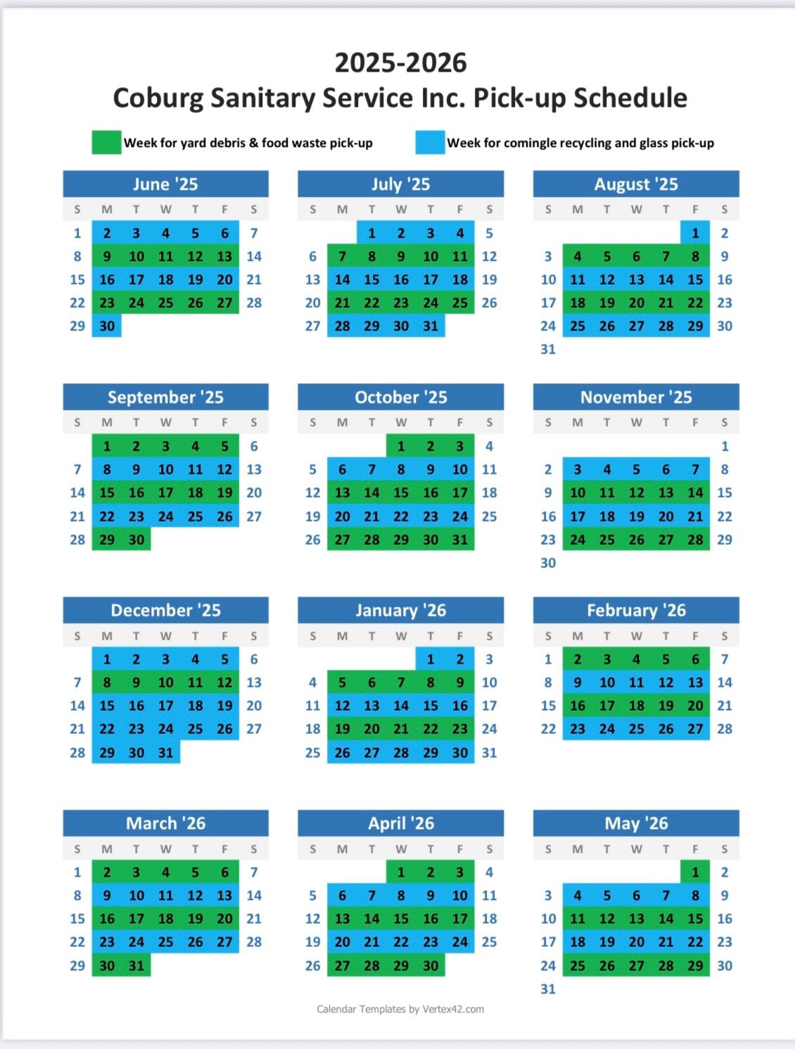 Schedule – Eugene, OR - Coburg Sanitary Service Inc