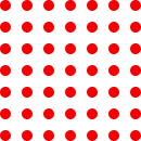 A seamless pattern of red polka dots on a white background.