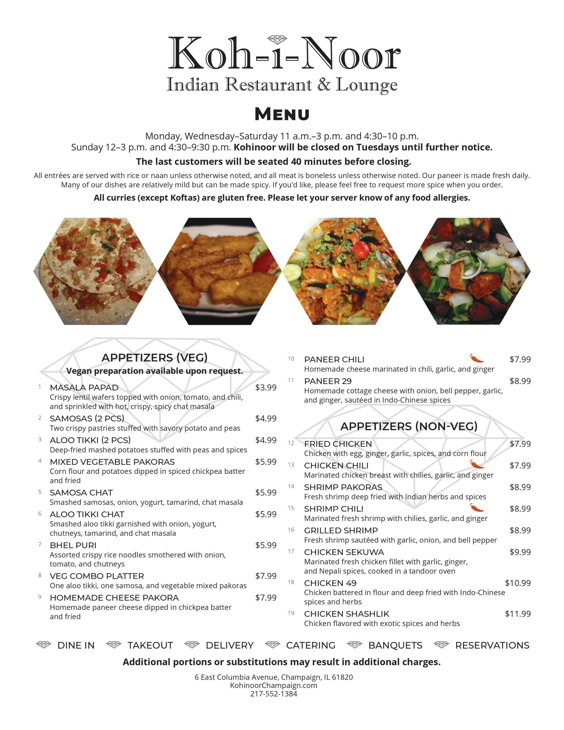 Kohinoor Indian Restaurant serves Champaign's best North Indian food