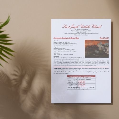 Latest Bulletin for Catholic Church in Morganza MD