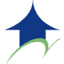 Blue upward arrow with green swoosh.