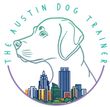 The logo for the austin dog trainer shows a dog looking at a city skyline.