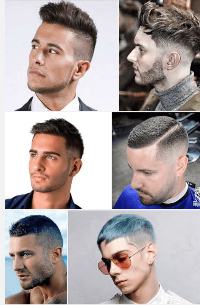Collage di tagli maschili con rasatura