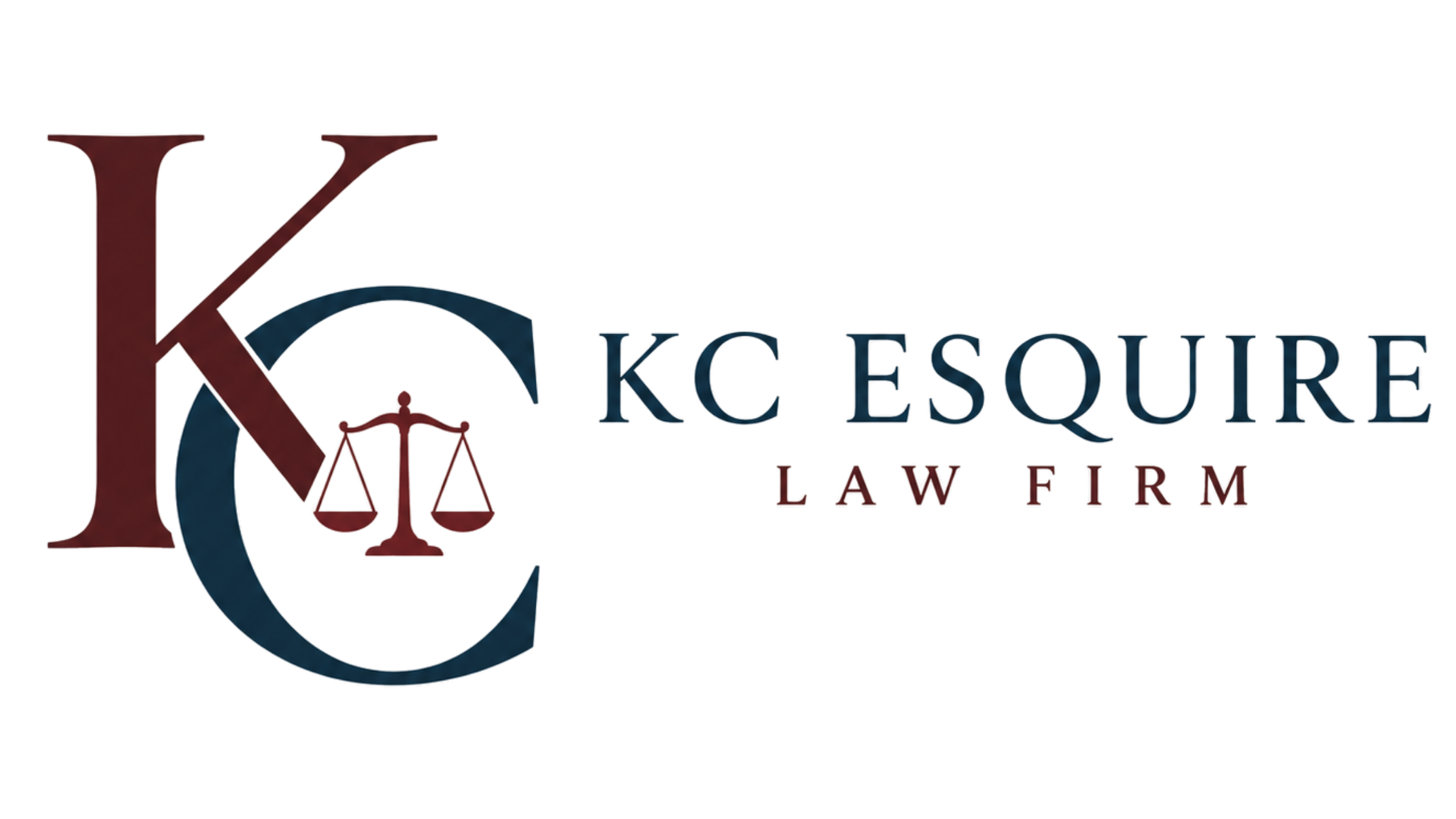 KC Esquire Law Firm logo with maroon KC initials and scales of justice icon