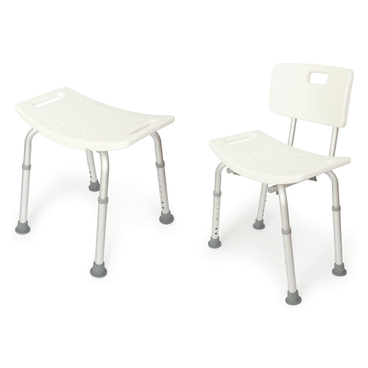 A stool and a chair are sitting next to each other on a white background.