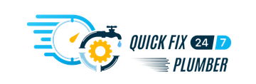 A logo for a plumber company called quick fix 24 7 plumber.