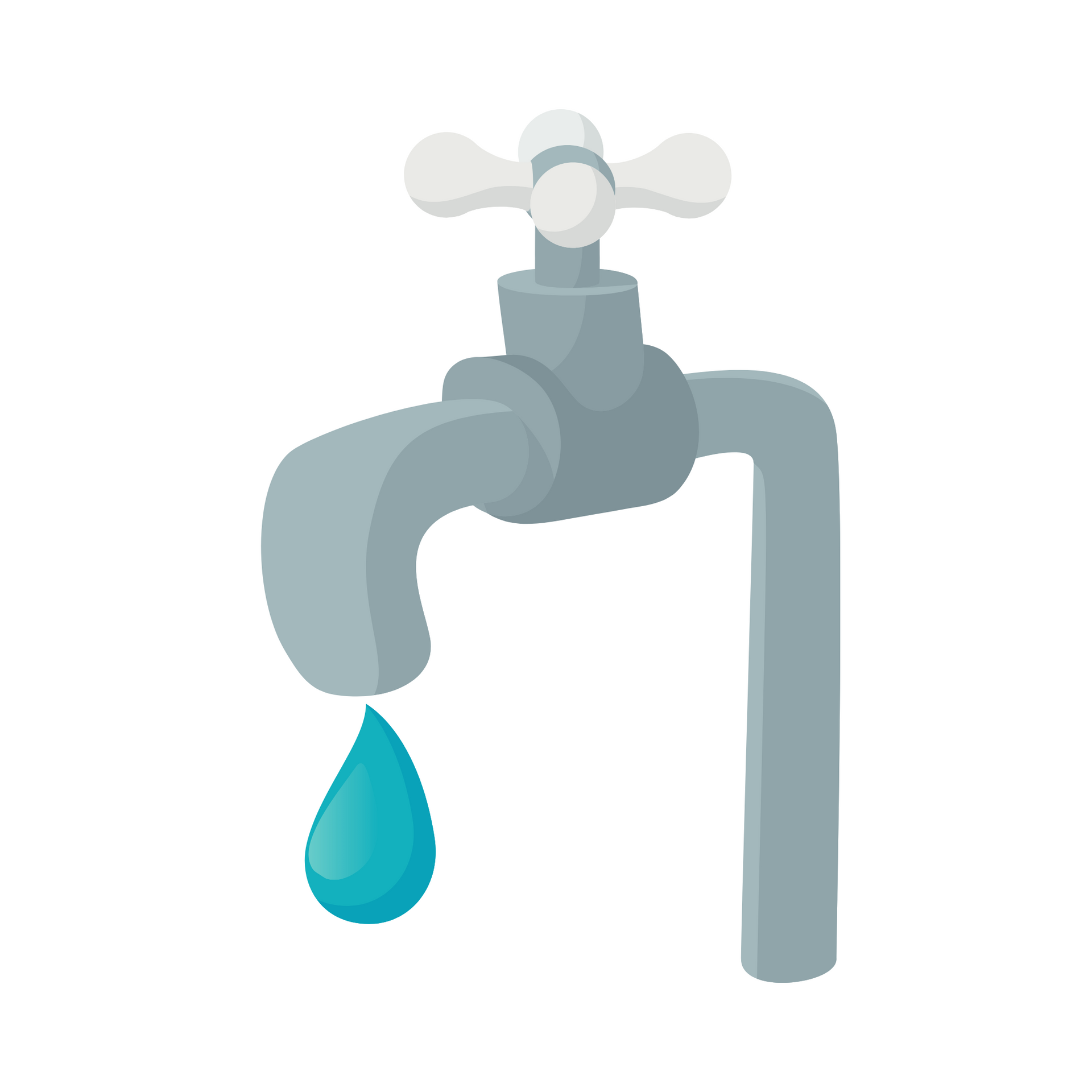 A faucet with a drop of water coming out of it.