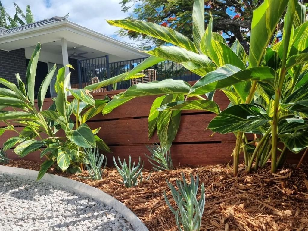 A House With A Wooden Fence And Lots Of Plants In Front Of It — All Aspects Landscaping In Peregian Beach, QLD