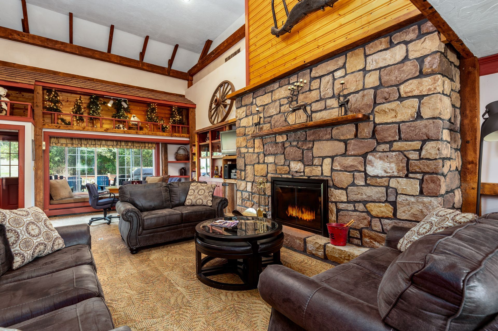 Living area with fireplace