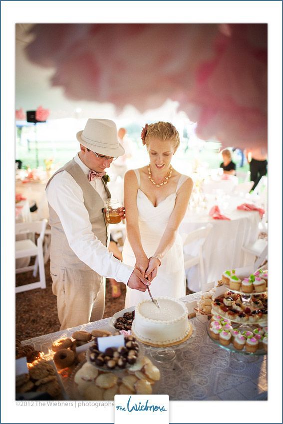 Bride and Groom cutting cake