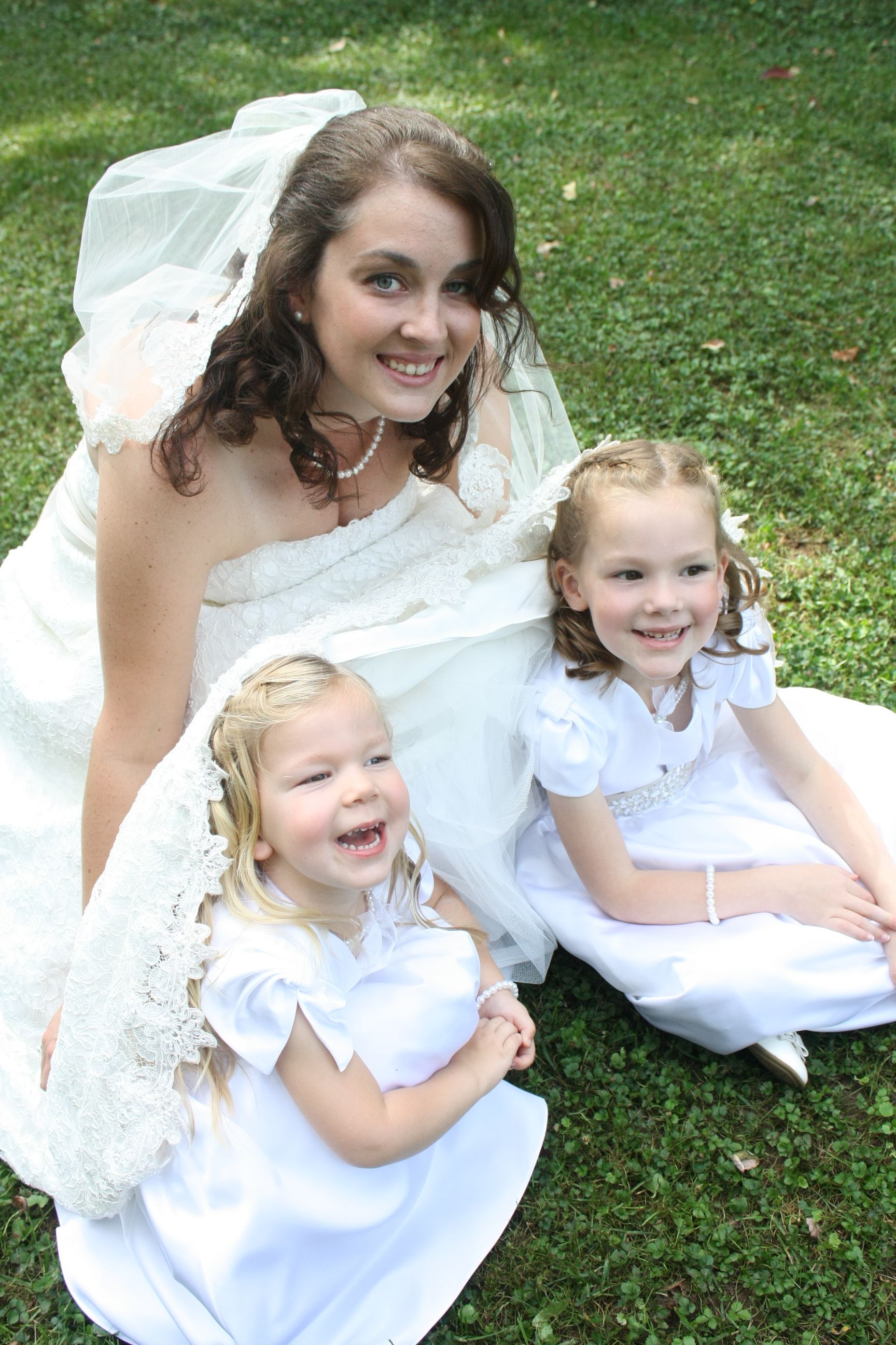 Bride with two little girls