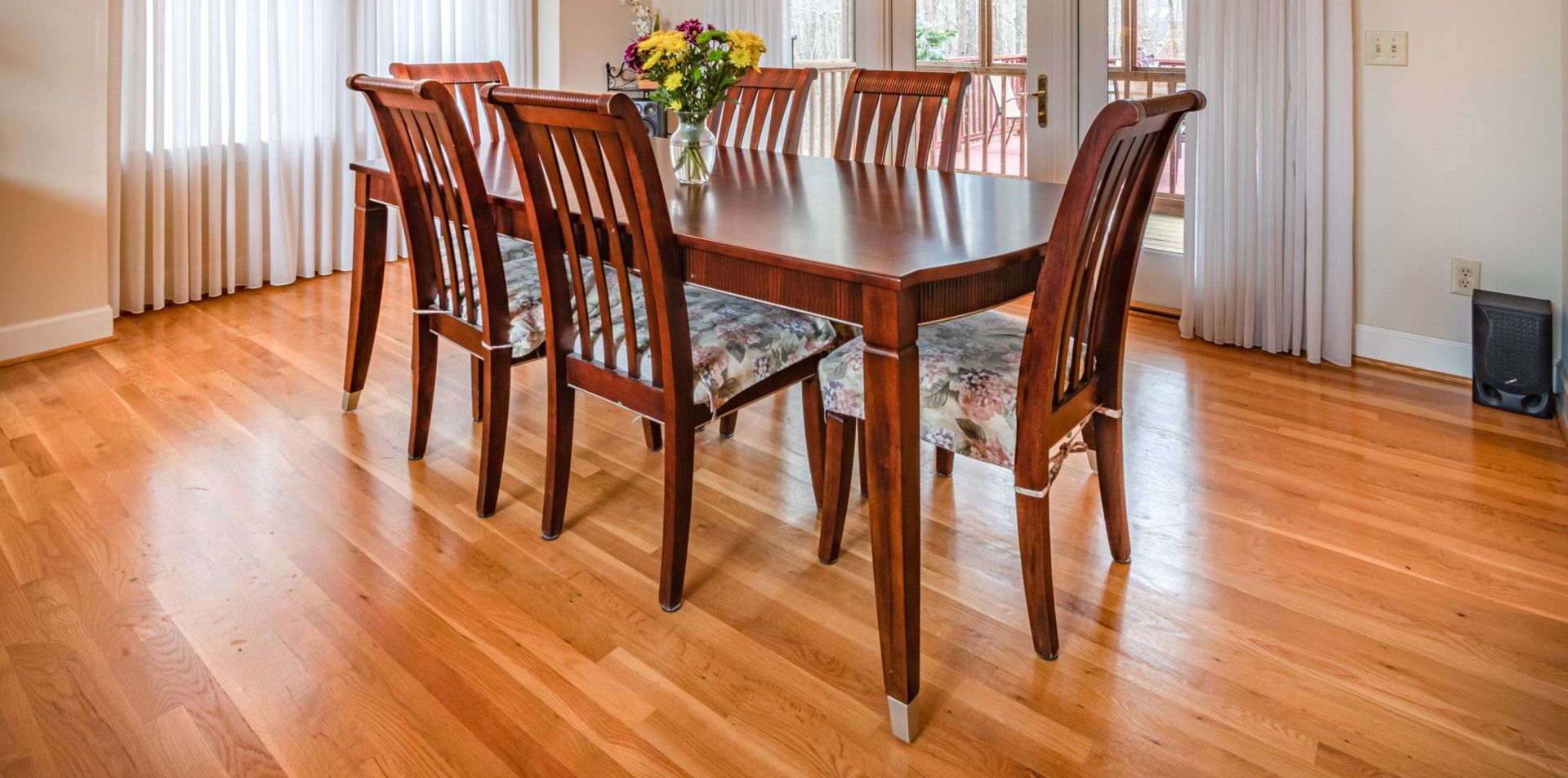 Hardwood flooring in a dining room