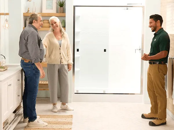 Customer Consulting with Bathroom Remodeling Professional