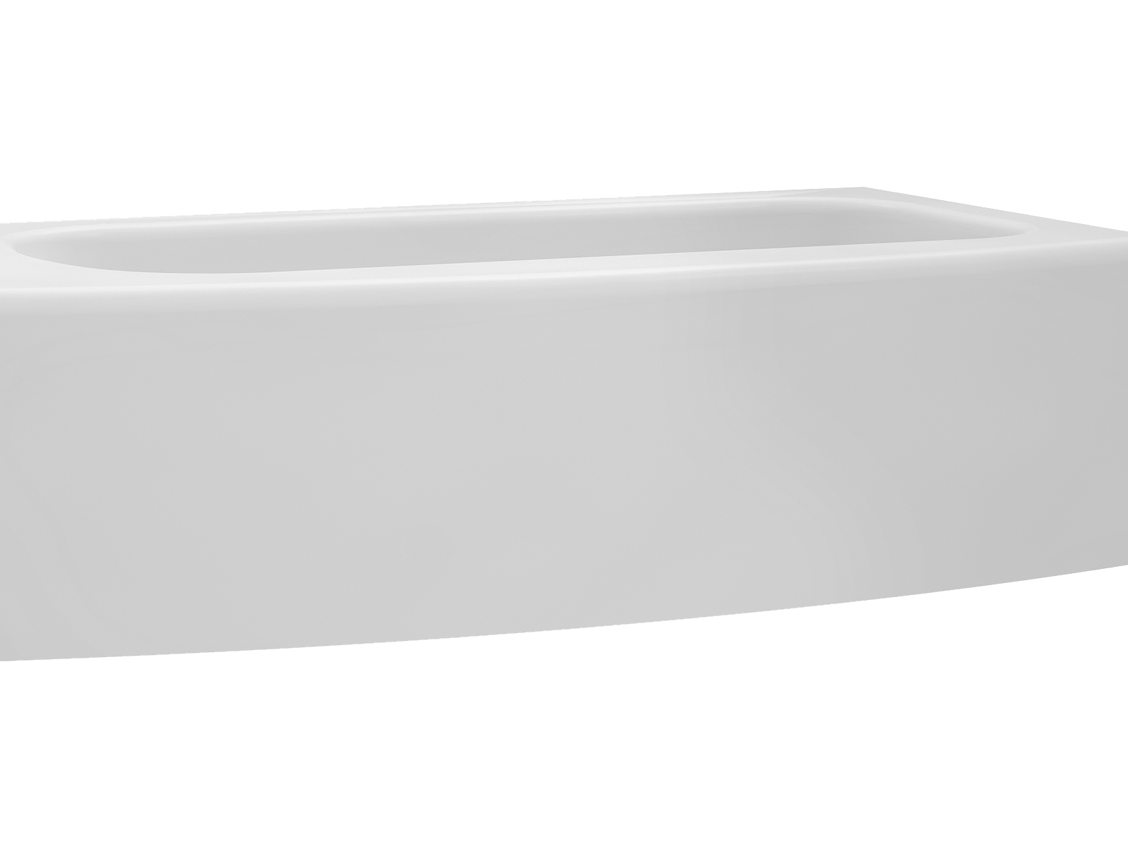 White bathtub with a curved front.
