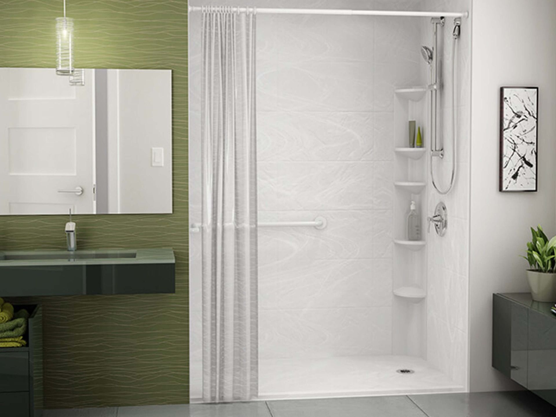 Stylish and Accessible Bathroom with Walk-in Shower