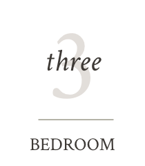The number three is on a white background next to the word bedroom.