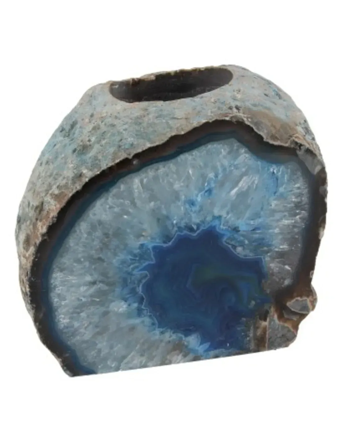 Agaat blauw waxinelichthouder (gekleurd)