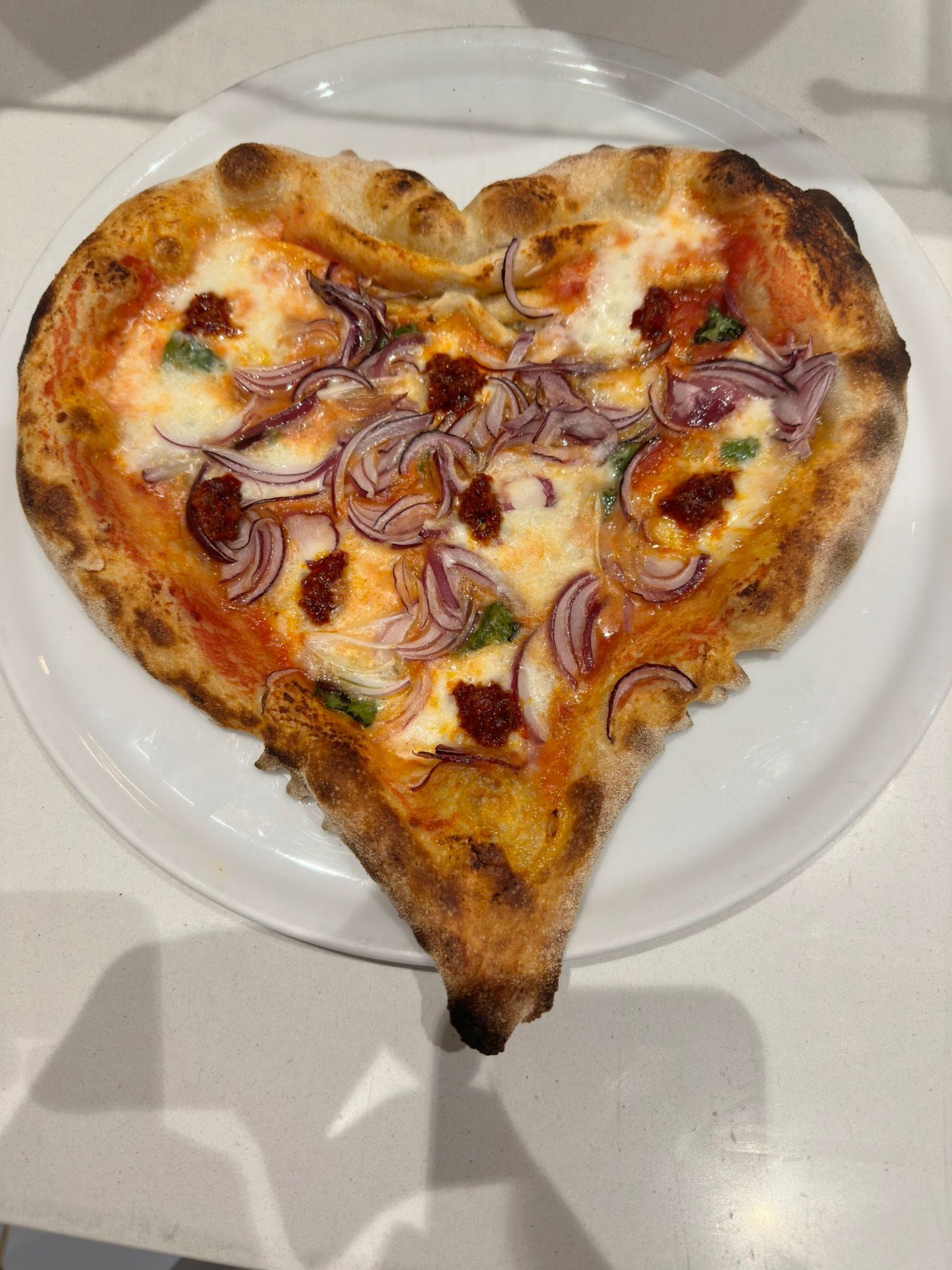 Una pizza viene cotta in un forno a legna.