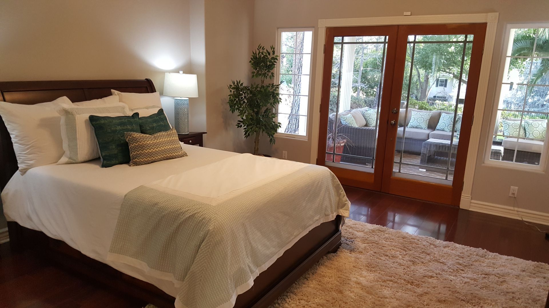 bedroom overlooking back yard