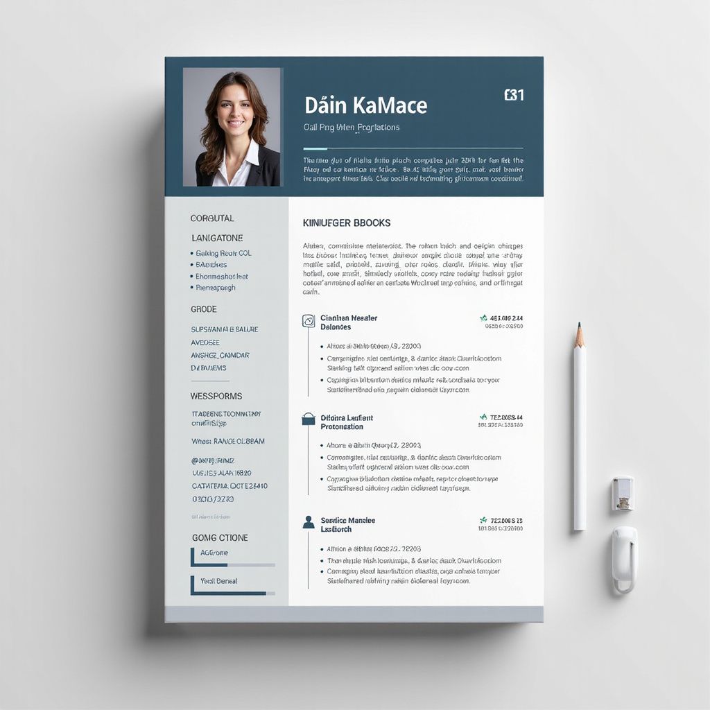 Moderne cv template donkerblauw met pasfoto