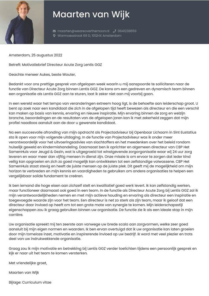 Voorbeeld brief We are over the moon