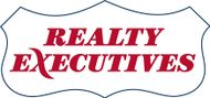 A red and white logo for realty executives