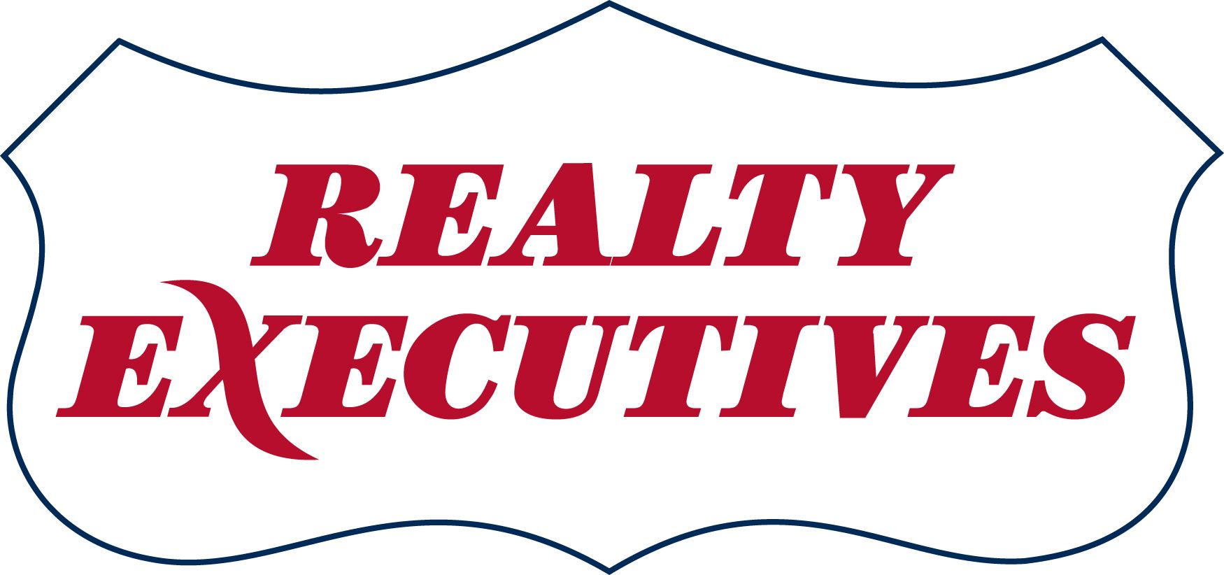 A red and white logo for realty executives