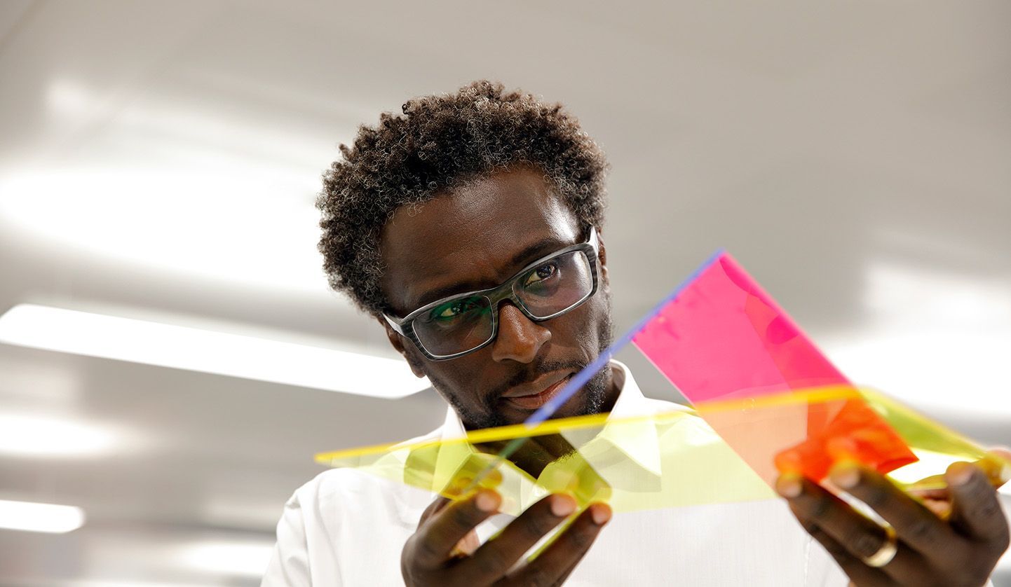 man checking product prototype